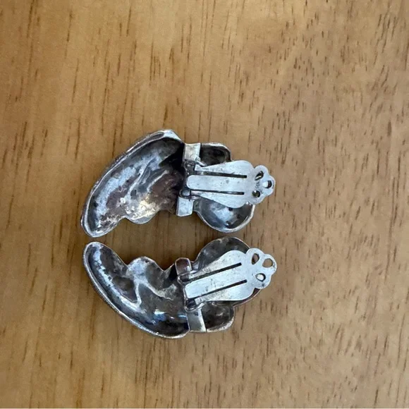 Elegant Vintage 925 Sterling Silver clip on earrings Marcasite - Picture 2 of 5